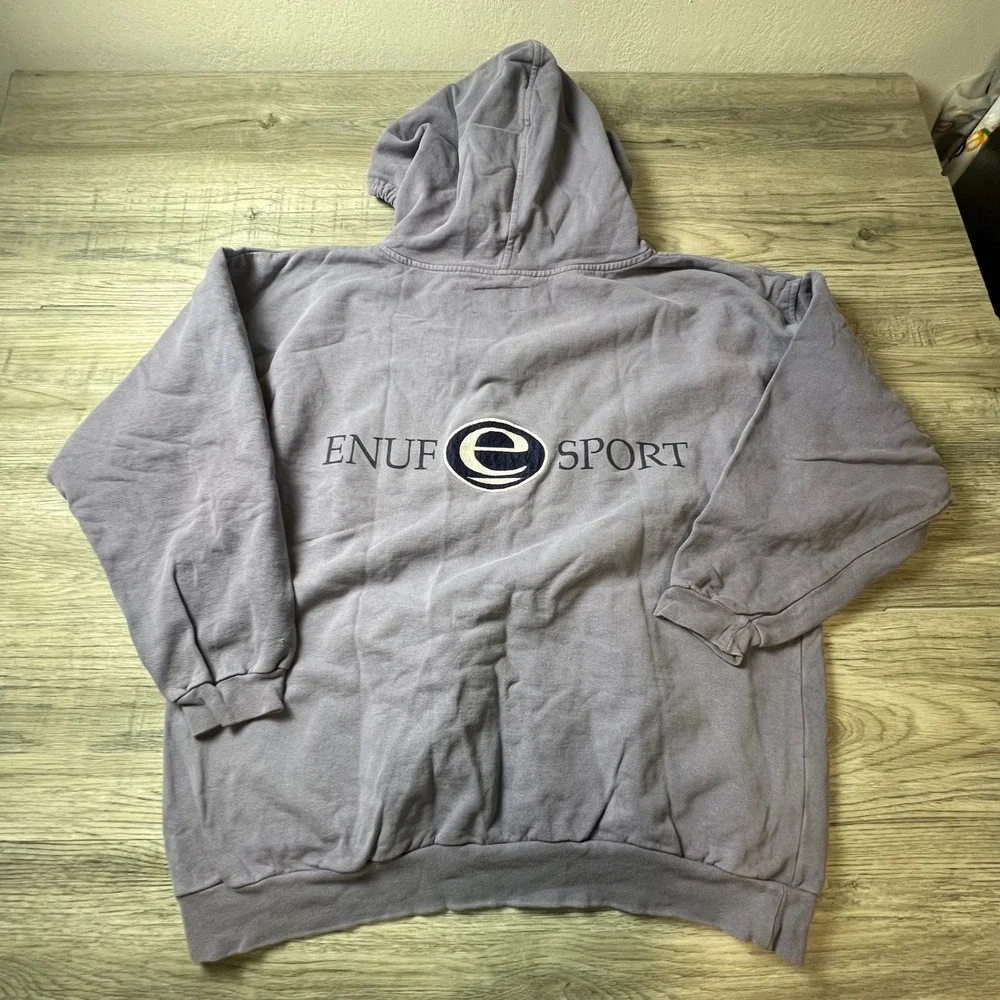 ENUF‎ Internationale Hoodie Mens XL Purple Vintage 90s Sport Graphic Streetwear